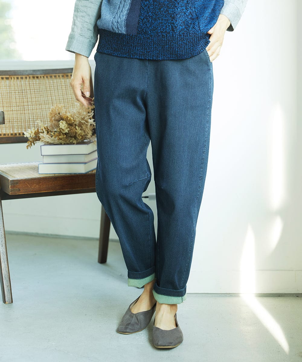 NGLAE12300 GIANNI LO GIUDICE(ジャンニ ロ ジュディチェ) [洗える]デニムカラーリバーパンツ グリーン