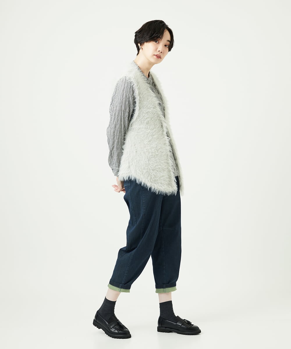 NGLAE12300 GIANNI LO GIUDICE(ジャンニ ロ ジュディチェ) [洗える]デニムカラーリバーパンツ グリーン