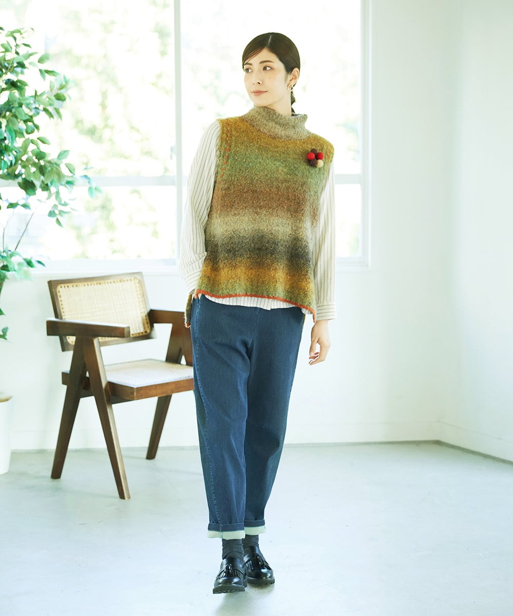 NGLAE12300 GIANNI LO GIUDICE(ジャンニ ロ ジュディチェ) [洗える]デニムカラーリバーパンツ グリーン