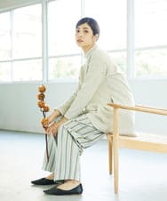 NGLAE22270 GIANNI LO GIUDICE(ジャンニ ロ ジュディチェ) [洗える・日本製]レーヨン混ストレッチストライプパンツ ライトグレー