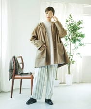 NGLAE22270 GIANNI LO GIUDICE(ジャンニ ロ ジュディチェ) [洗える・日本製]レーヨン混ストレッチストライプパンツ ライトグレー