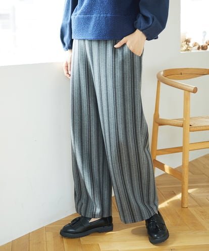 NGLAE22270 GIANNI LO GIUDICE [洗える・日本製]レーヨン混ストレッチストライプパンツ