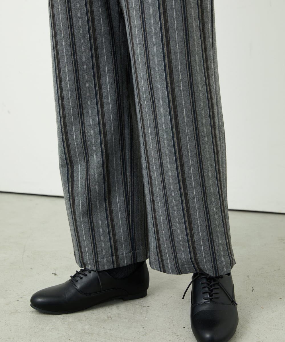 NGLAE22270 GIANNI LO GIUDICE(ジャンニ ロ ジュディチェ) [洗える・日本製]レーヨン混ストレッチストライプパンツ ダークグレー
