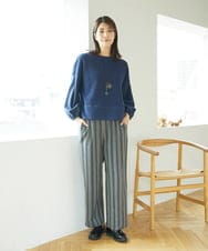 NGLAE22270 GIANNI LO GIUDICE(ジャンニ ロ ジュディチェ) [洗える・日本製]レーヨン混ストレッチストライプパンツ ダークグレー
