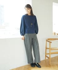NGLAE22270 GIANNI LO GIUDICE(ジャンニ ロ ジュディチェ) [洗える・日本製]レーヨン混ストレッチストライプパンツ ダークグレー