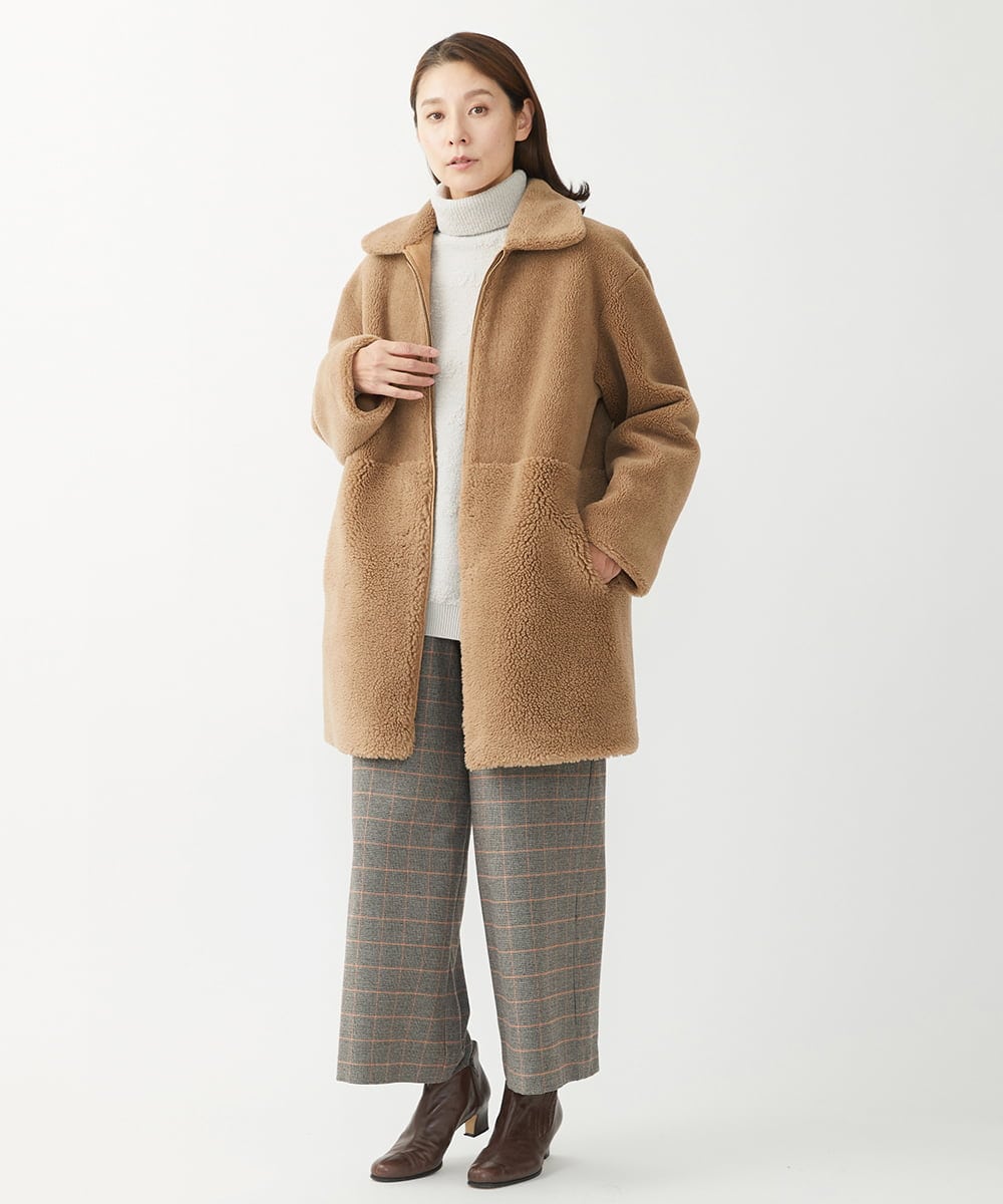 NGLAW25250 GIANNI LO GIUDICE(ジャンニ ロ ジュディチェ) [日本製]ガンクラブチェック柄ワイドパンツ オレンジブラウン