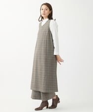 NGLAW25250 GIANNI LO GIUDICE(ジャンニ ロ ジュディチェ) [日本製]ガンクラブチェック柄ワイドパンツ オレンジブラウン