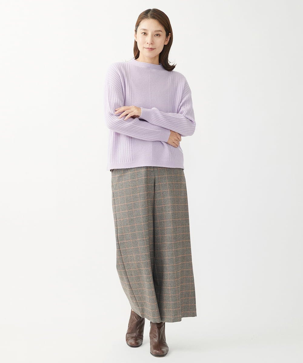 NGLAW25250 GIANNI LO GIUDICE(ジャンニ ロ ジュディチェ) [日本製]ガンクラブチェック柄ワイドパンツ オレンジブラウン