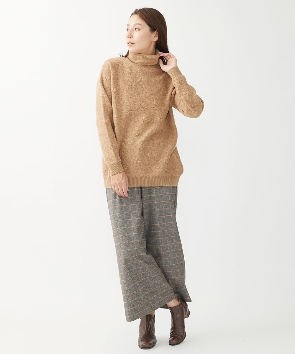 NGLAW25250 GIANNI LO GIUDICE(ジャンニ ロ ジュディチェ) [日本製]ガンクラブチェック柄ワイドパンツ オレンジブラウン
