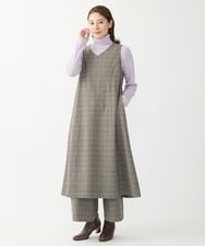 NGLAW25250 GIANNI LO GIUDICE(ジャンニ ロ ジュディチェ) [日本製]ガンクラブチェック柄ワイドパンツ オレンジブラウン