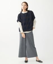NGLAW25250 GIANNI LO GIUDICE(ジャンニ ロ ジュディチェ) [日本製]ガンクラブチェック柄ワイドパンツ ブルーグレー