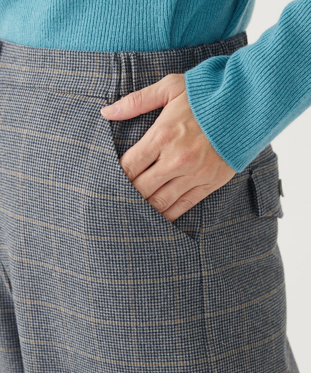 NGLAW25250 GIANNI LO GIUDICE(ジャンニ ロ ジュディチェ) [日本製]ガンクラブチェック柄ワイドパンツ ブルーグレー