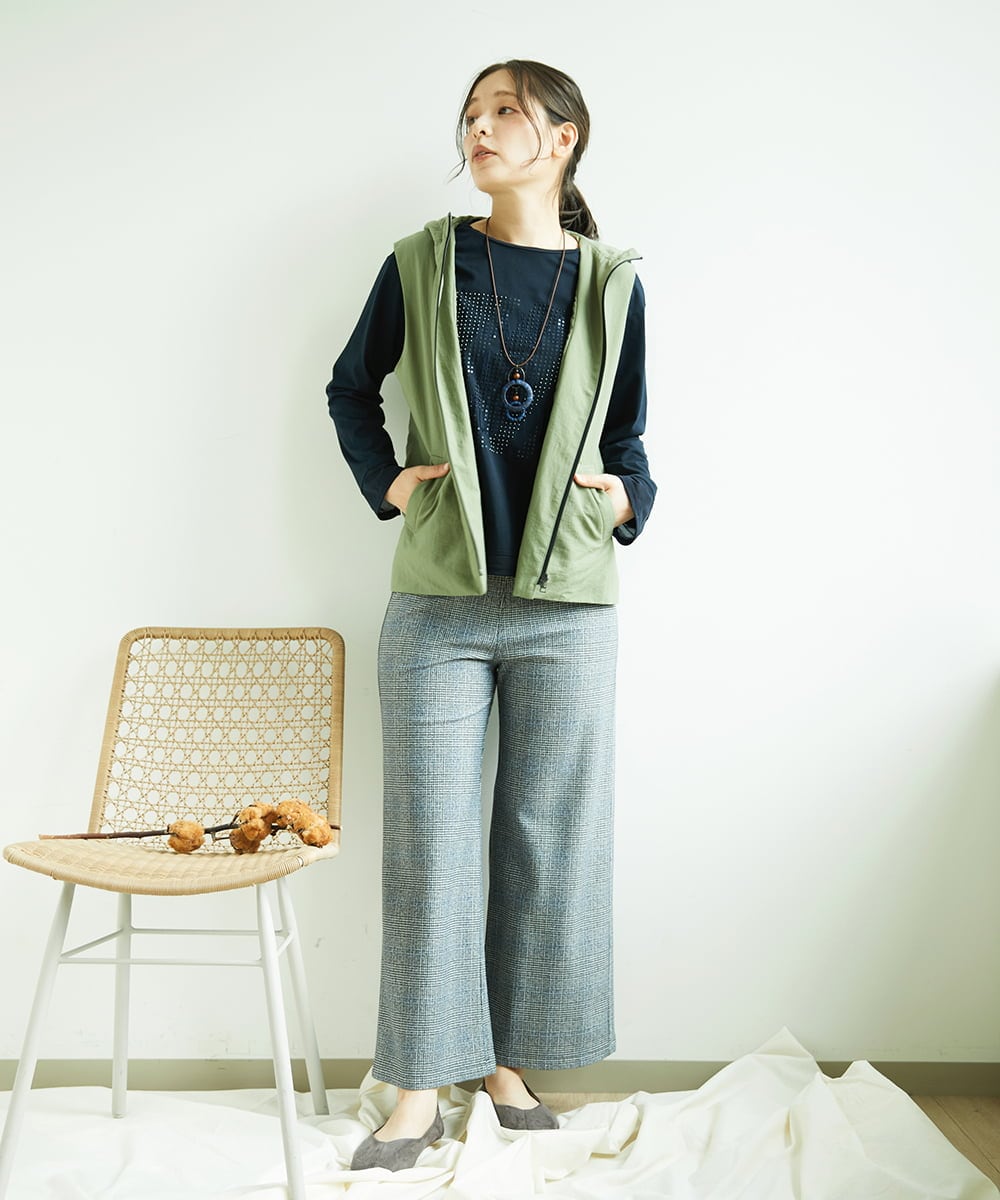 NGLCF62230 GIANNI LO GIUDICE(ジャンニ ロ ジュディチェ) [洗える・日本製]ヒートパフォーマーグレンチェックパンツ ブラック