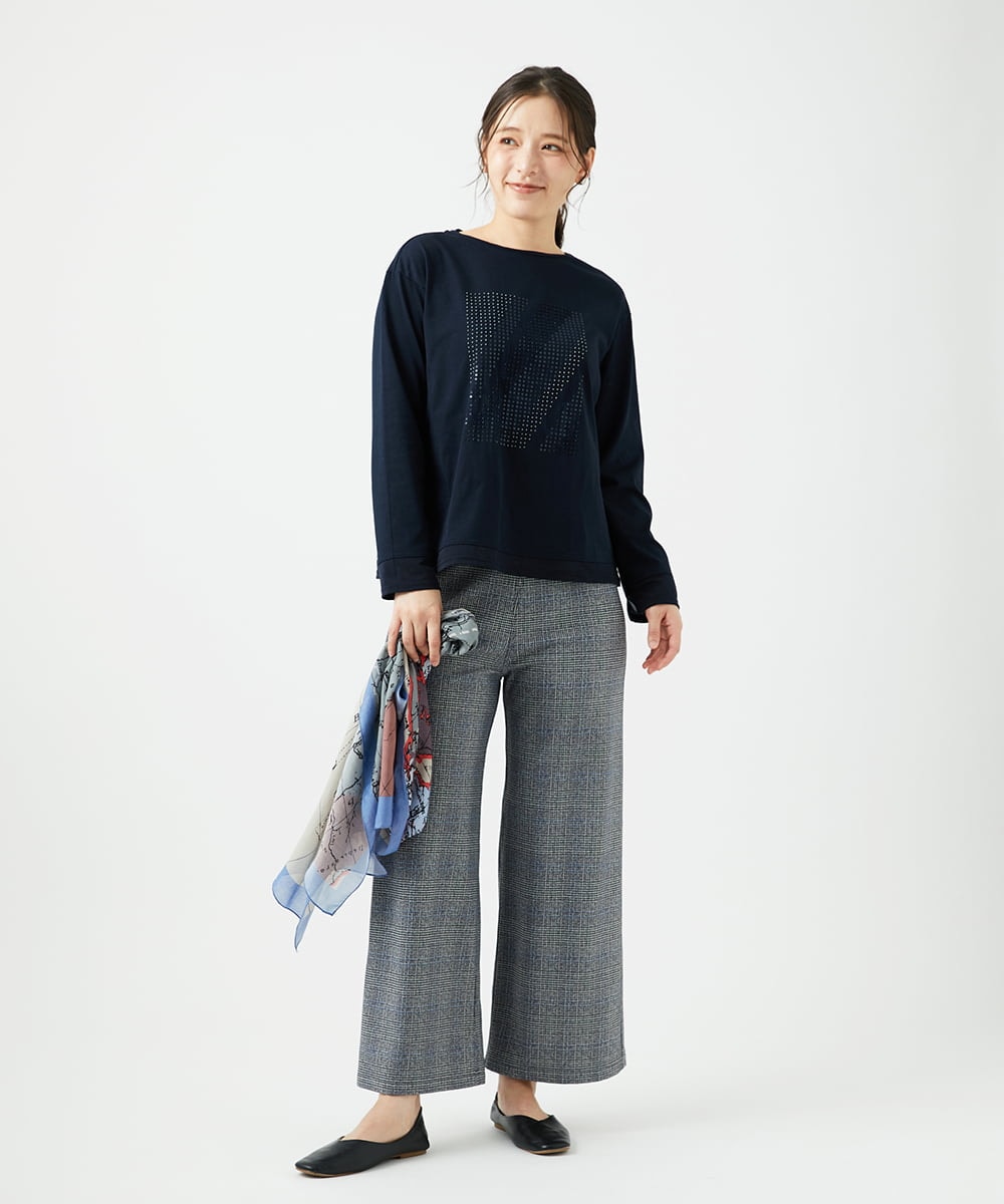 NGLCF62230 GIANNI LO GIUDICE(ジャンニ ロ ジュディチェ) [洗える・日本製]ヒートパフォーマーグレンチェックパンツ ブラック