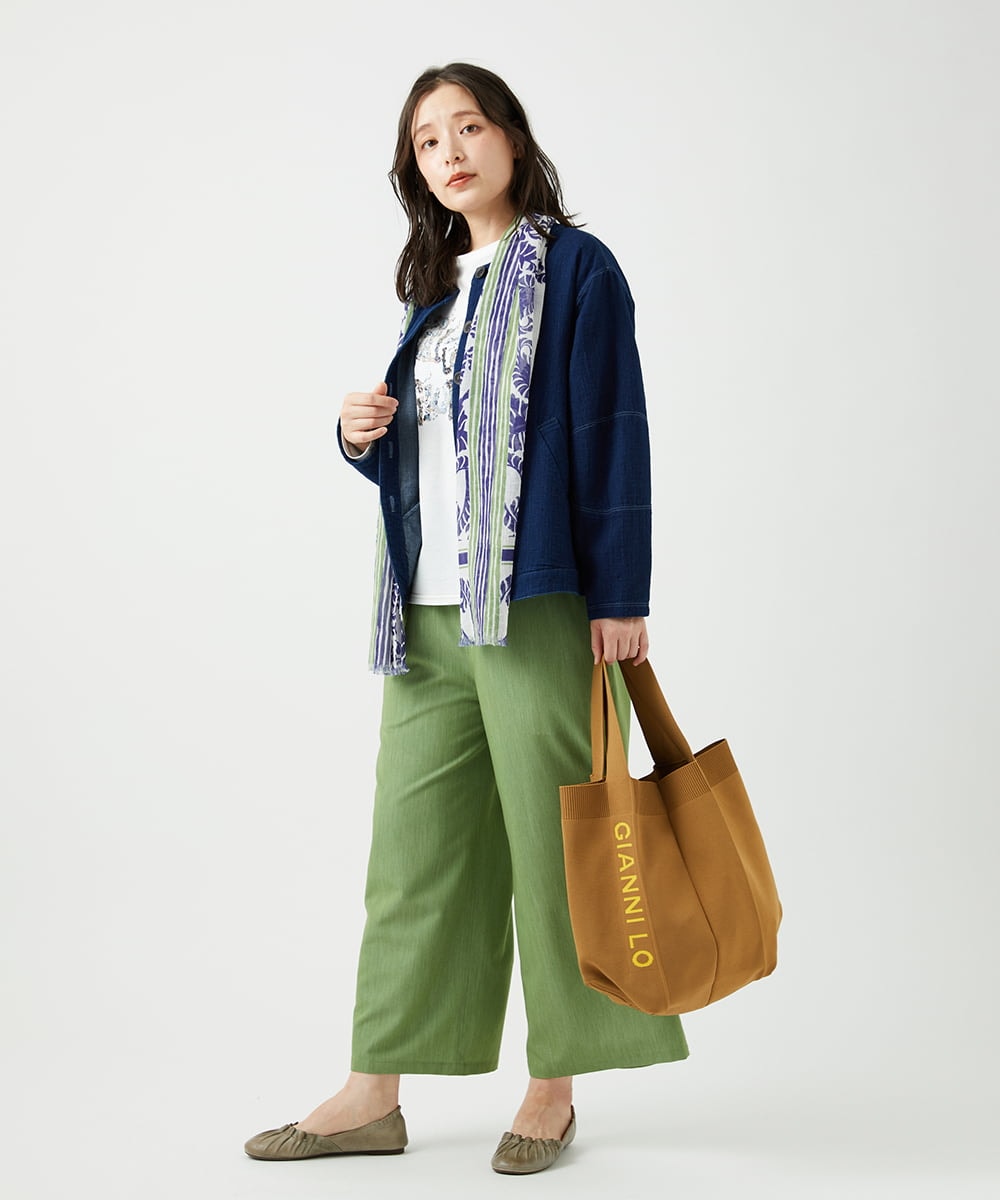 NGLED14230 GIANNI LO GIUDICE(ジャンニ ロ ジュディチェ) [洗える]レーヨンエステルストレッチパンツ グリーン