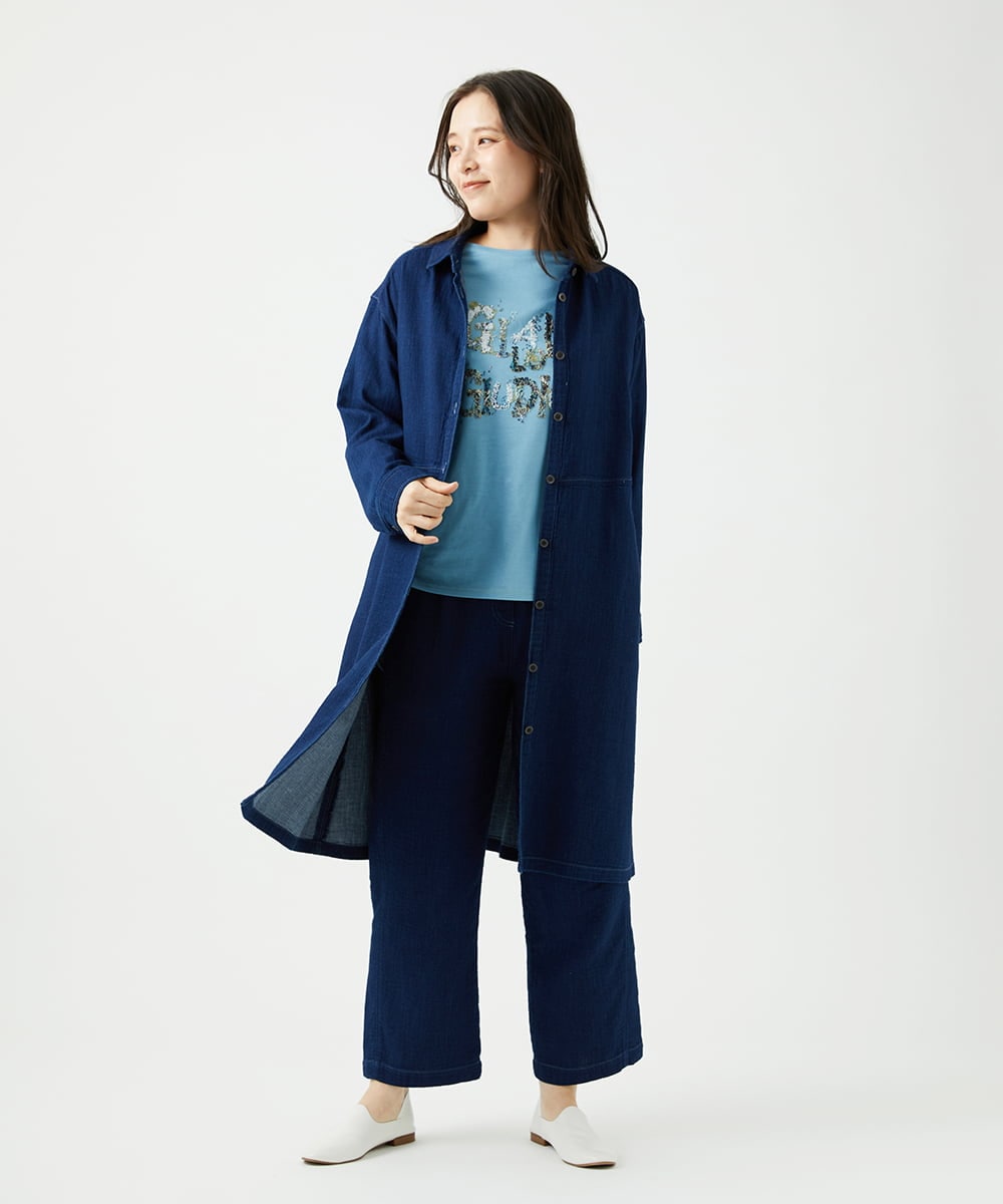 NGLEF15270 GIANNI LO GIUDICE(ジャンニ ロ ジュディチェ) [洗える]二重織ガーゼデニム製品染めパンツ ネイビー