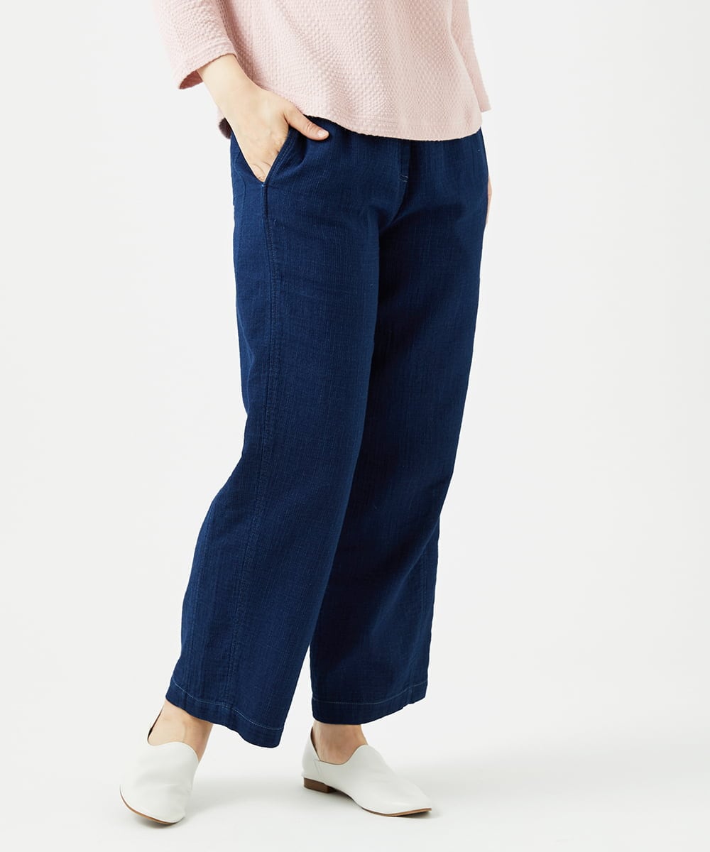 NGLEF15270 GIANNI LO GIUDICE(ジャンニ ロ ジュディチェ) [洗える]二重織ガーゼデニム製品染めパンツ ネイビー