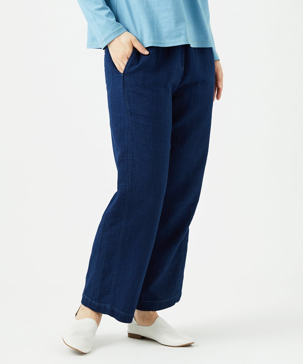 NGLEF15270 GIANNI LO GIUDICE(ジャンニ ロ ジュディチェ) [洗える]二重織ガーゼデニム製品染めパンツ ネイビー