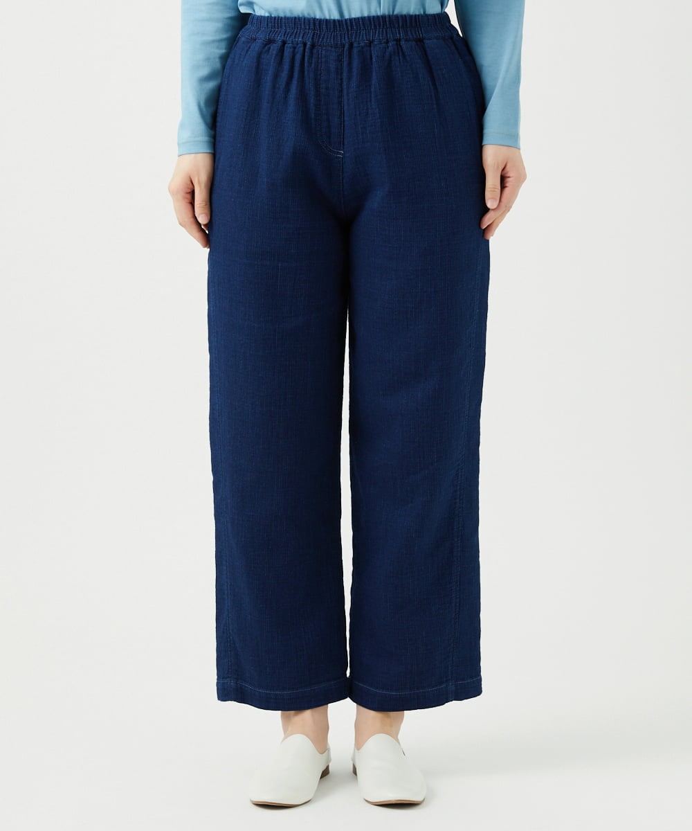 NGLEF15270 GIANNI LO GIUDICE(ジャンニ ロ ジュディチェ) [洗える]二重織ガーゼデニム製品染めパンツ ネイビー