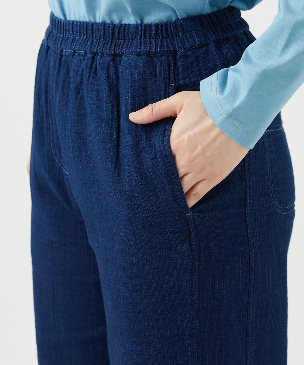 NGLEF15270 GIANNI LO GIUDICE(ジャンニ ロ ジュディチェ) [洗える]二重織ガーゼデニム製品染めパンツ ネイビー