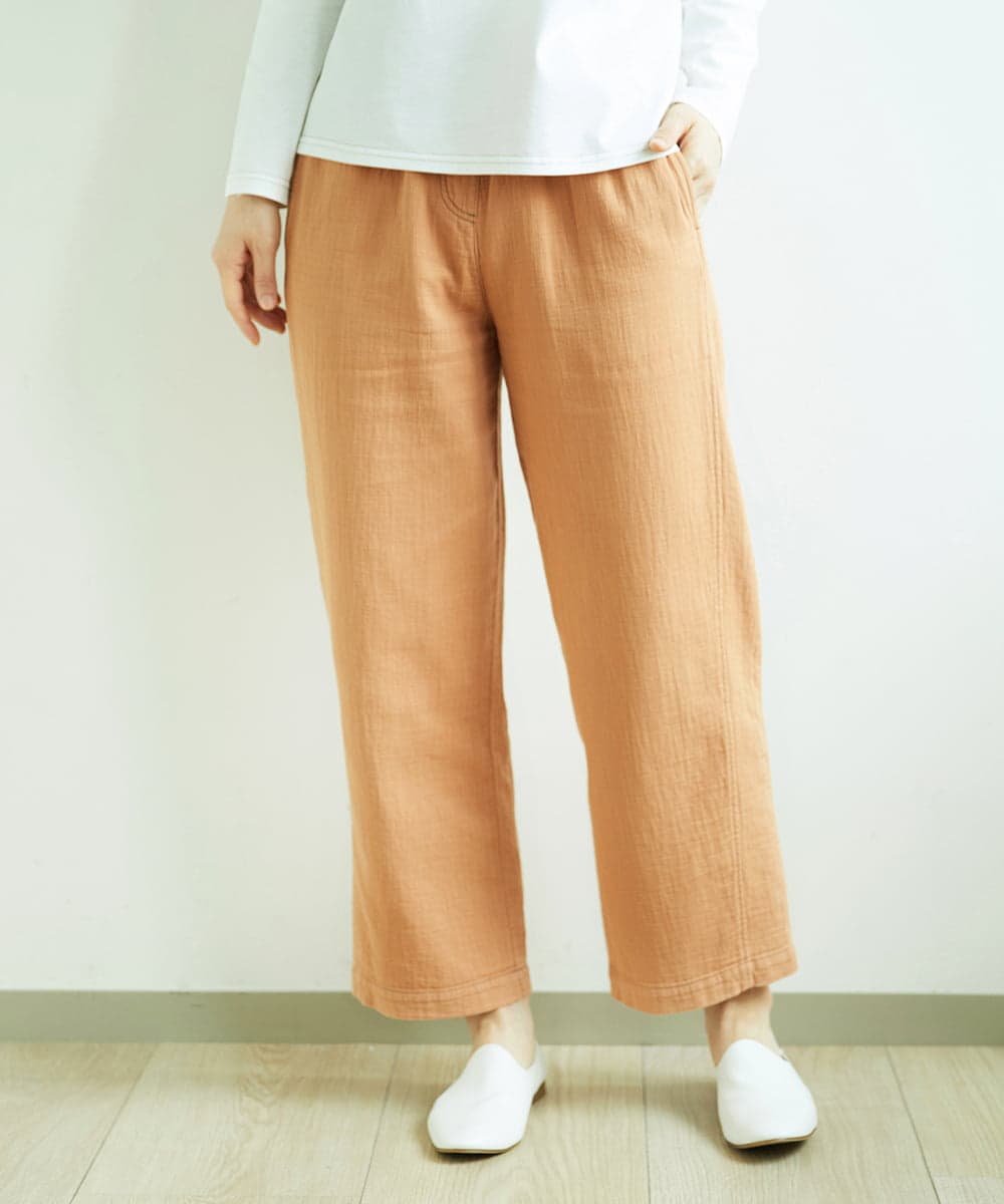 NGLEF15270 GIANNI LO GIUDICE(ジャンニ ロ ジュディチェ) [洗える]二重織ガーゼデニム製品染めパンツ ピンクベージュ