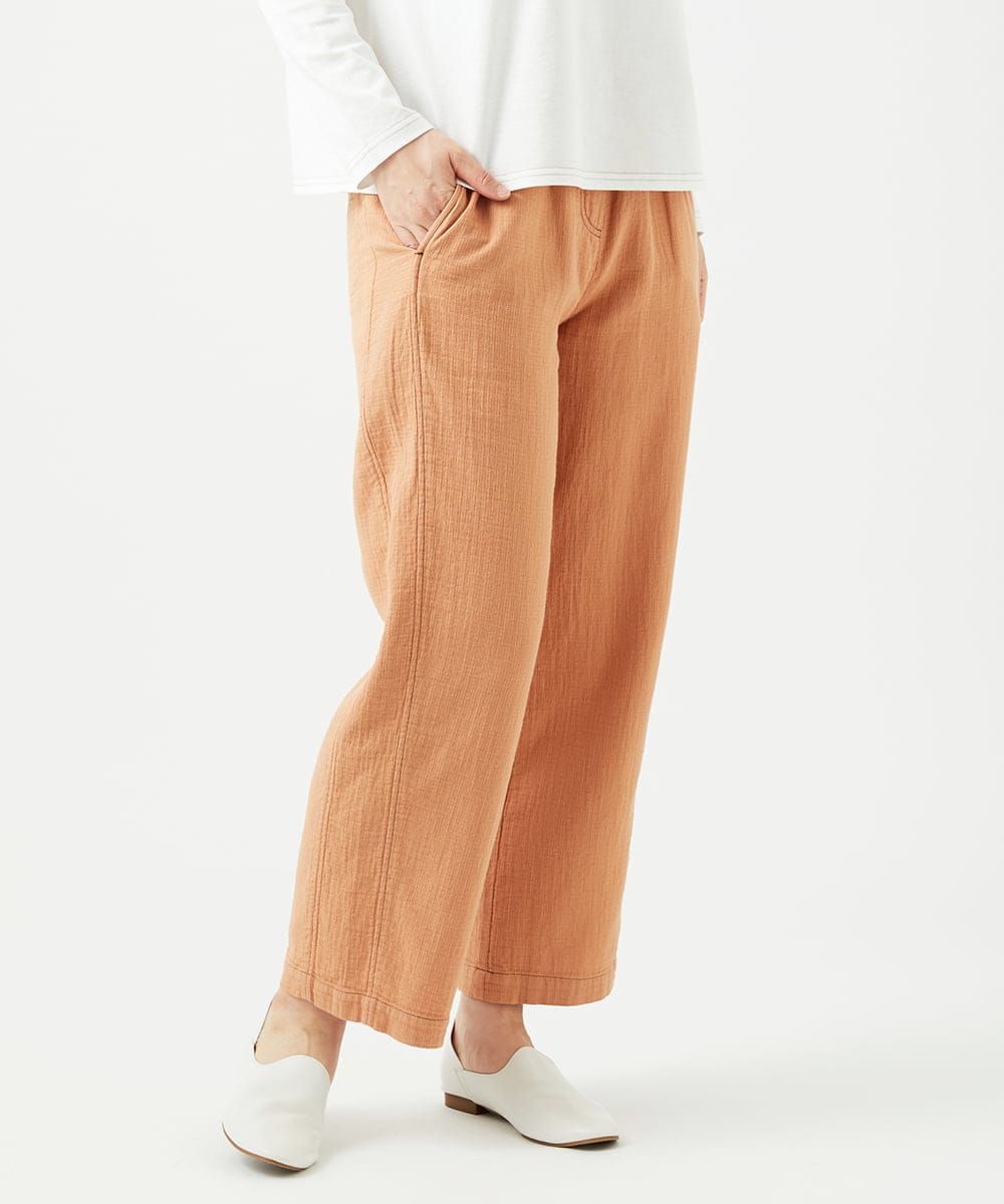 NGLEF15270 GIANNI LO GIUDICE(ジャンニ ロ ジュディチェ) [洗える]二重織ガーゼデニム製品染めパンツ ピンクベージュ