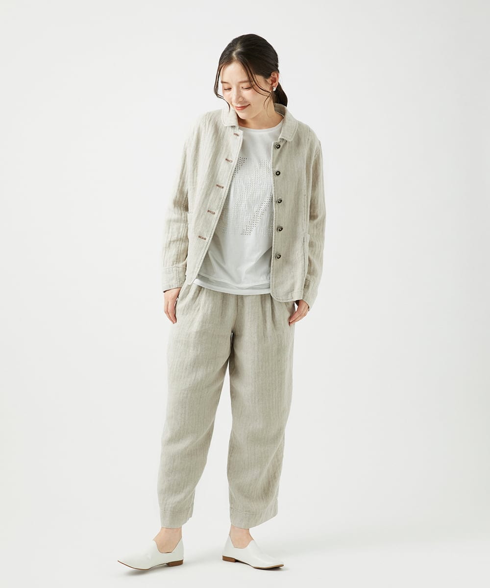 NGLEF17300 GIANNI LO GIUDICE(ジャンニ ロ ジュディチェ) 麻綿ヘリンボンパンツ ベージュ