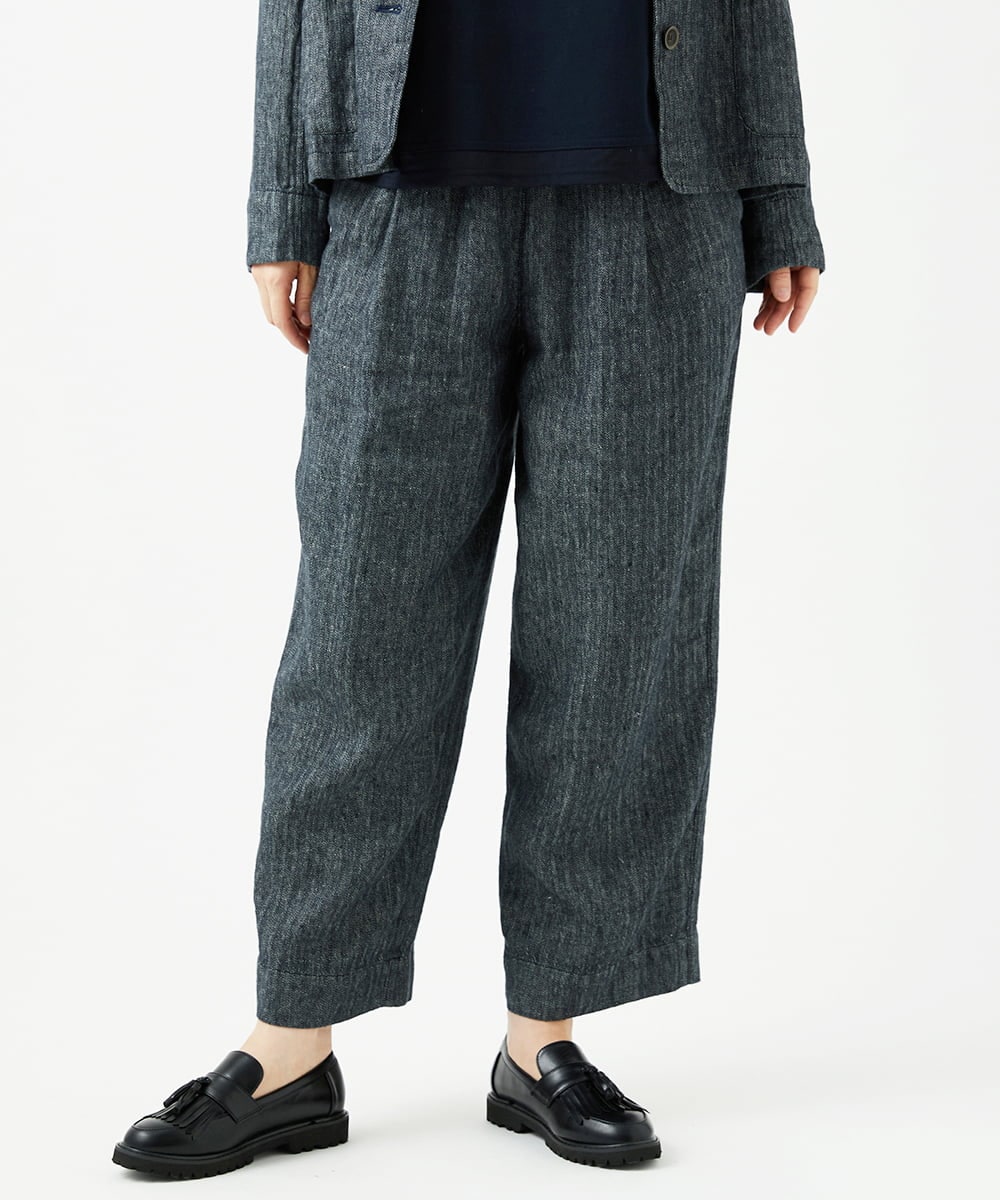 NGLEF17300 GIANNI LO GIUDICE(ジャンニ ロ ジュディチェ) 麻綿ヘリンボンパンツ ブラック