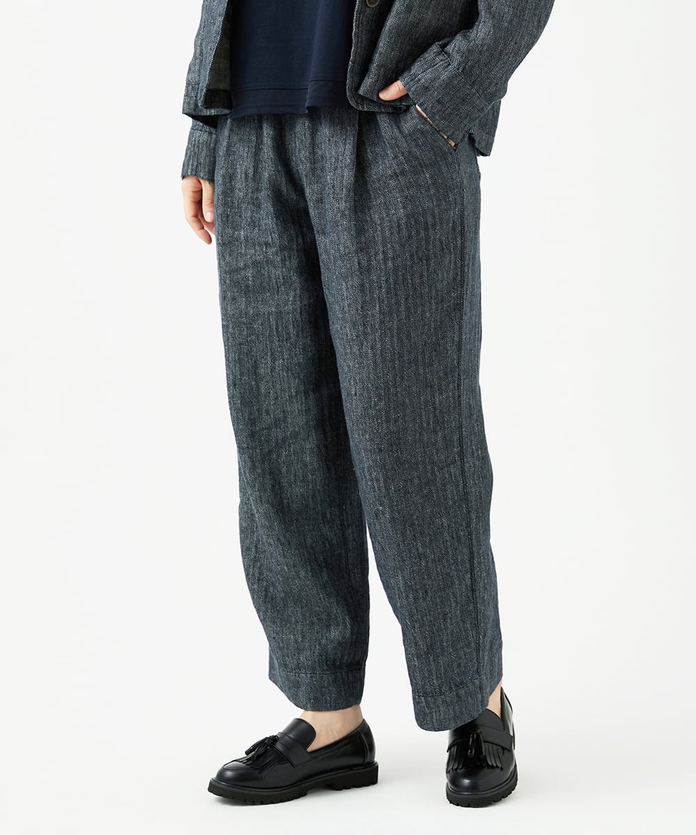 NGLEF17300 GIANNI LO GIUDICE(ジャンニ ロ ジュディチェ) 麻綿ヘリンボンパンツ ブラック