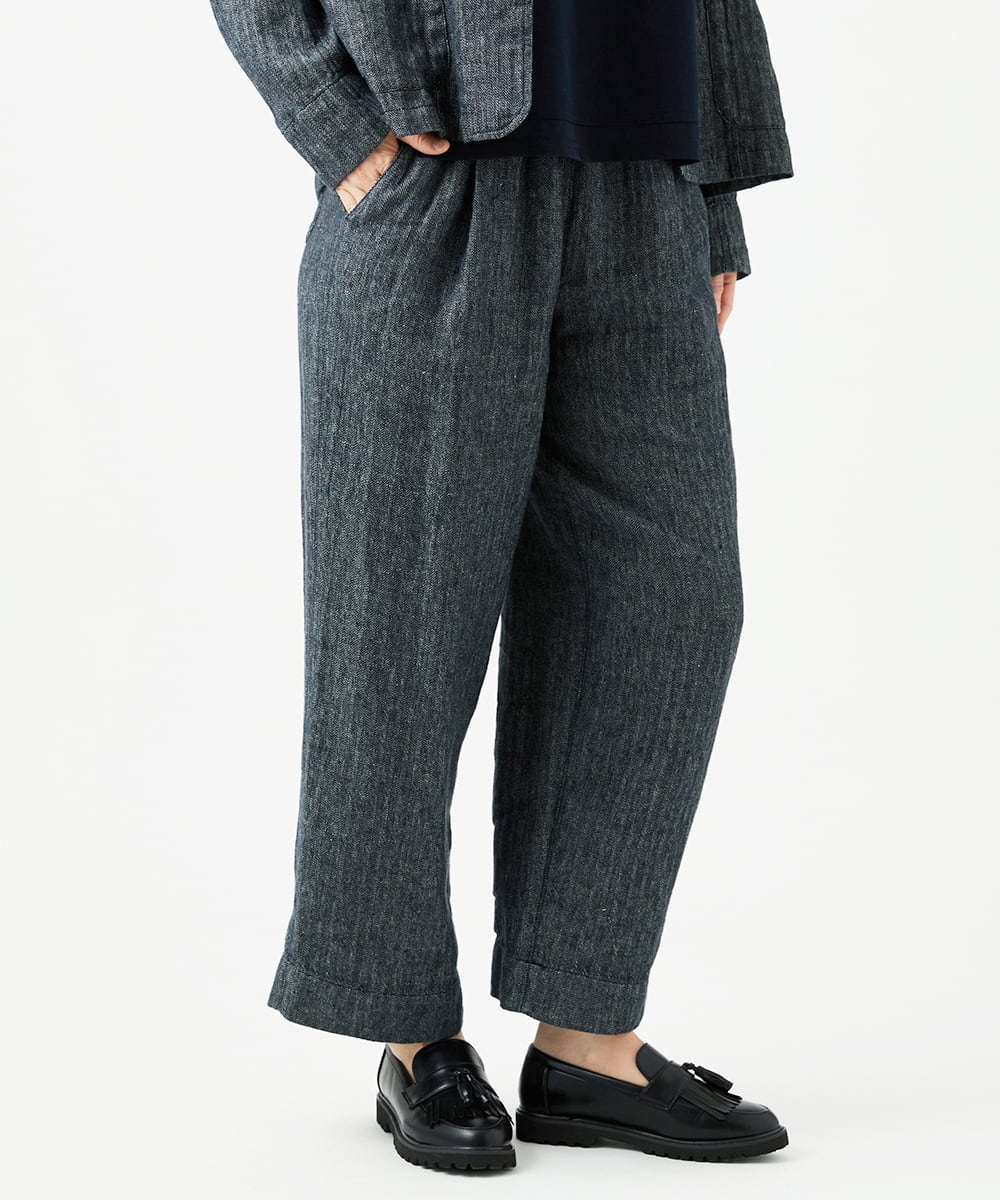 NGLEF17300 GIANNI LO GIUDICE(ジャンニ ロ ジュディチェ) 麻綿ヘリンボンパンツ ブラック