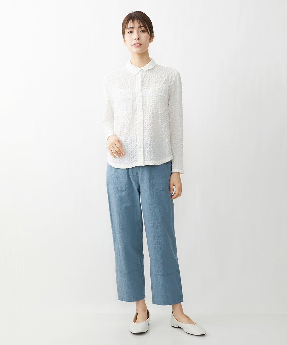 NGLET22210 GIANNI LO GIUDICE(ジャンニ ロ ジュディチェ) [洗える]コットンサッカーストレッチパンツ ブルー