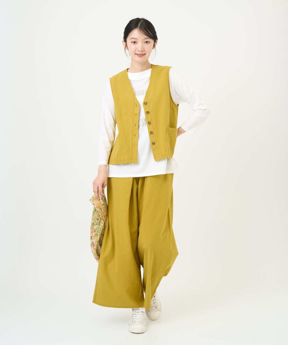 NGLGD26250 GIANNI LO GIUDICE(ジャンニ ロ ジュディチェ) [洗える]コットンナチュラルワッシャーワイドパンツ イエロー