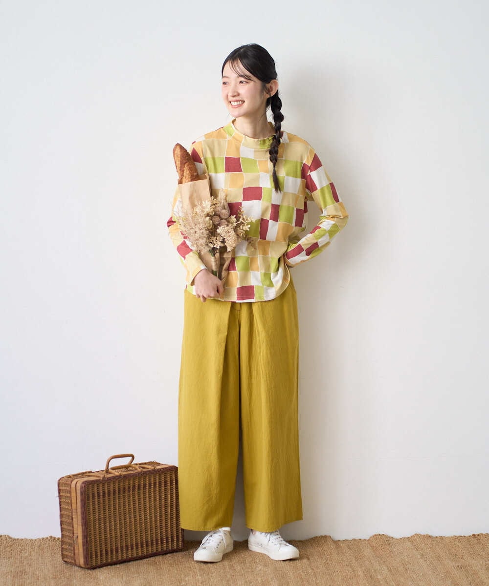 NGLGD26250 GIANNI LO GIUDICE(ジャンニ ロ ジュディチェ) [洗える]コットンナチュラルワッシャーワイドパンツ イエロー