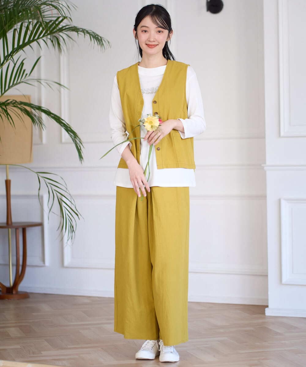 NGLGD26250 GIANNI LO GIUDICE(ジャンニ ロ ジュディチェ) [洗える]コットンナチュラルワッシャーワイドパンツ イエロー