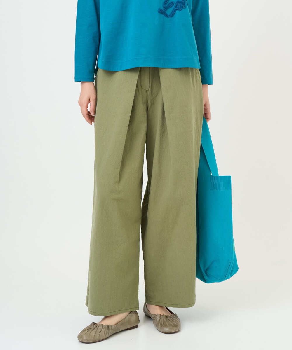 NGLGD26250 GIANNI LO GIUDICE(ジャンニ ロ ジュディチェ) [洗える]コットンナチュラルワッシャーワイドパンツ グリーン