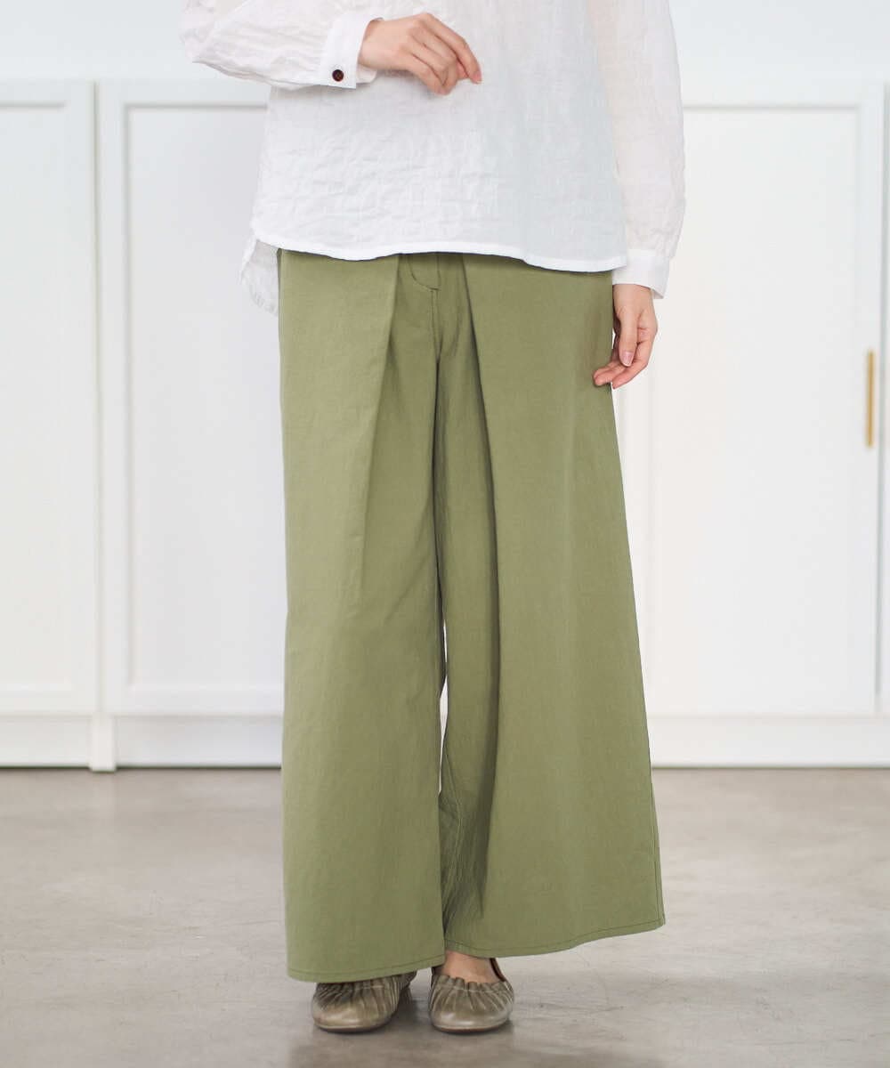 NGLGD26250 GIANNI LO GIUDICE(ジャンニ ロ ジュディチェ) [洗える]コットンナチュラルワッシャーワイドパンツ グリーン