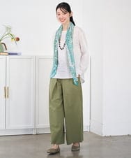 NGLGD26250 GIANNI LO GIUDICE(ジャンニ ロ ジュディチェ) [洗える]コットンナチュラルワッシャーワイドパンツ グリーン