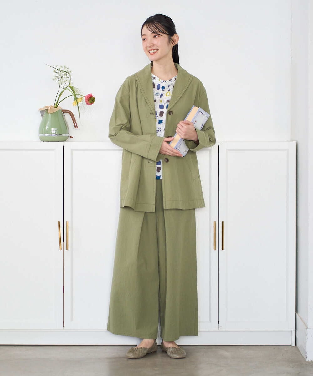 NGLGD26250 GIANNI LO GIUDICE(ジャンニ ロ ジュディチェ) [洗える]コットンナチュラルワッシャーワイドパンツ グリーン