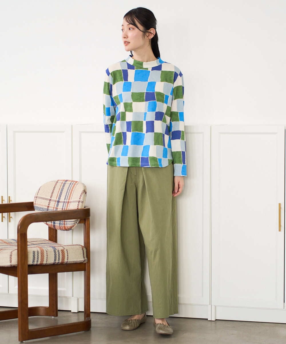 NGLGD26250 GIANNI LO GIUDICE(ジャンニ ロ ジュディチェ) [洗える]コットンナチュラルワッシャーワイドパンツ グリーン