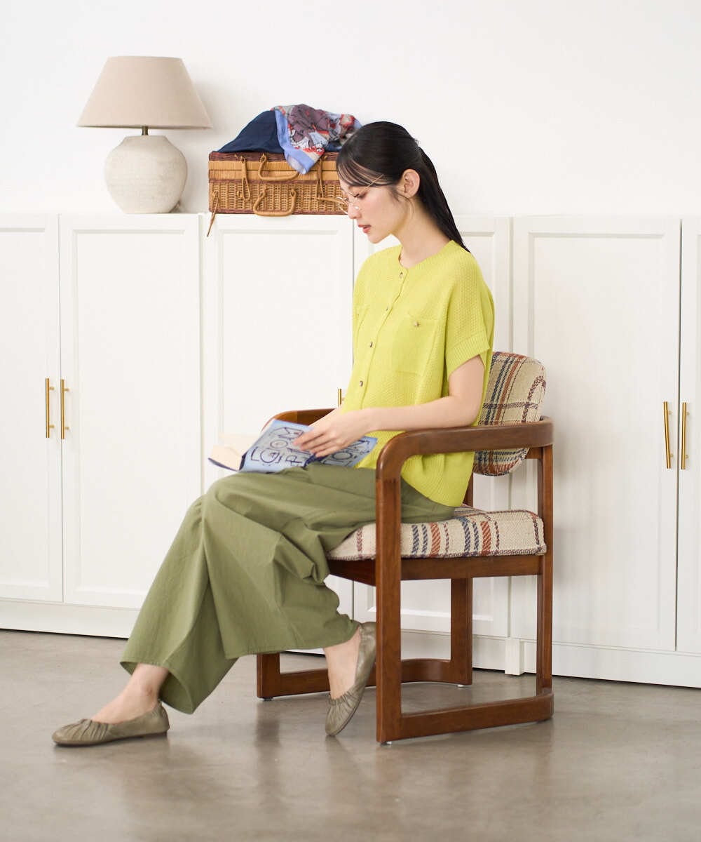 NGLGD26250 GIANNI LO GIUDICE(ジャンニ ロ ジュディチェ) [洗える]コットンナチュラルワッシャーワイドパンツ グリーン