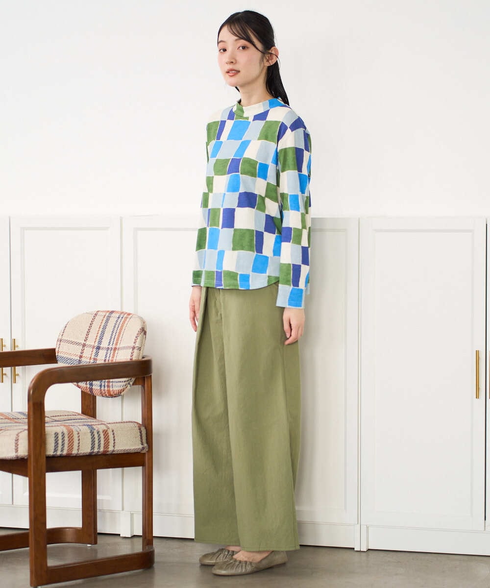 NGLGD26250 GIANNI LO GIUDICE(ジャンニ ロ ジュディチェ) [洗える]コットンナチュラルワッシャーワイドパンツ グリーン