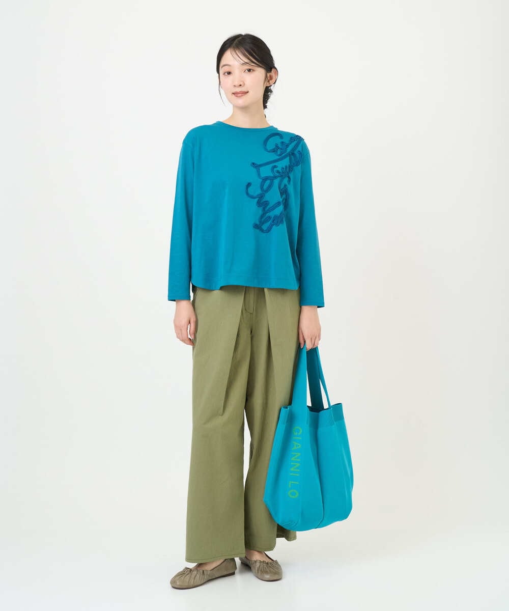 NGLGD26250 GIANNI LO GIUDICE(ジャンニ ロ ジュディチェ) [洗える]コットンナチュラルワッシャーワイドパンツ グリーン