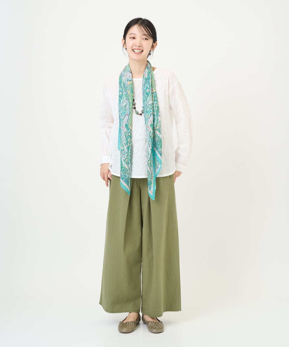 NGLGD26250 GIANNI LO GIUDICE(ジャンニ ロ ジュディチェ) [洗える]コットンナチュラルワッシャーワイドパンツ グリーン