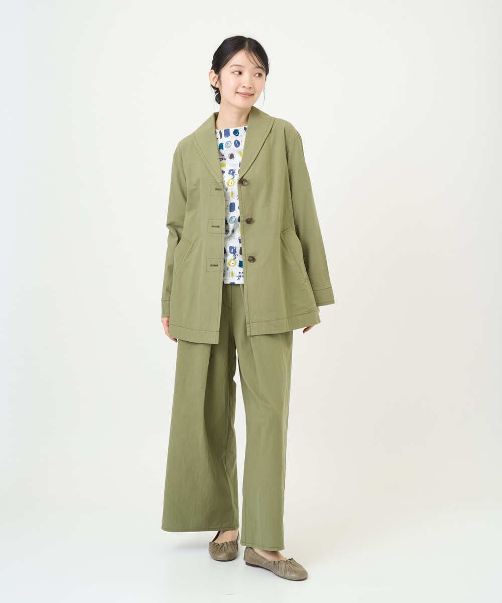 NGLGD26250 GIANNI LO GIUDICE(ジャンニ ロ ジュディチェ) [洗える]コットンナチュラルワッシャーワイドパンツ グリーン