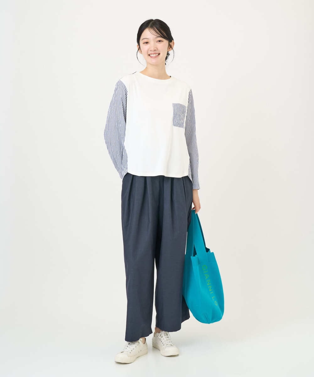 NGLGD33230 GIANNI LO GIUDICE(ジャンニ ロ ジュディチェ) [洗える]ポリエステルコットングログランパンツ ネイビー