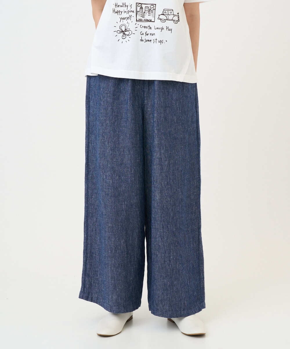 NGLGE40330 GIANNI LO GIUDICE(ジャンニ ロ ジュディチェ) [洗える]デニム調リネンパンツ ネイビー