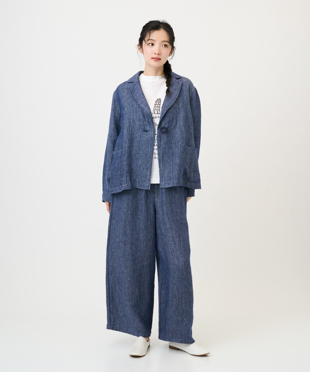 NGLGE40330 GIANNI LO GIUDICE(ジャンニ ロ ジュディチェ) [洗える]デニム調リネンパンツ ネイビー