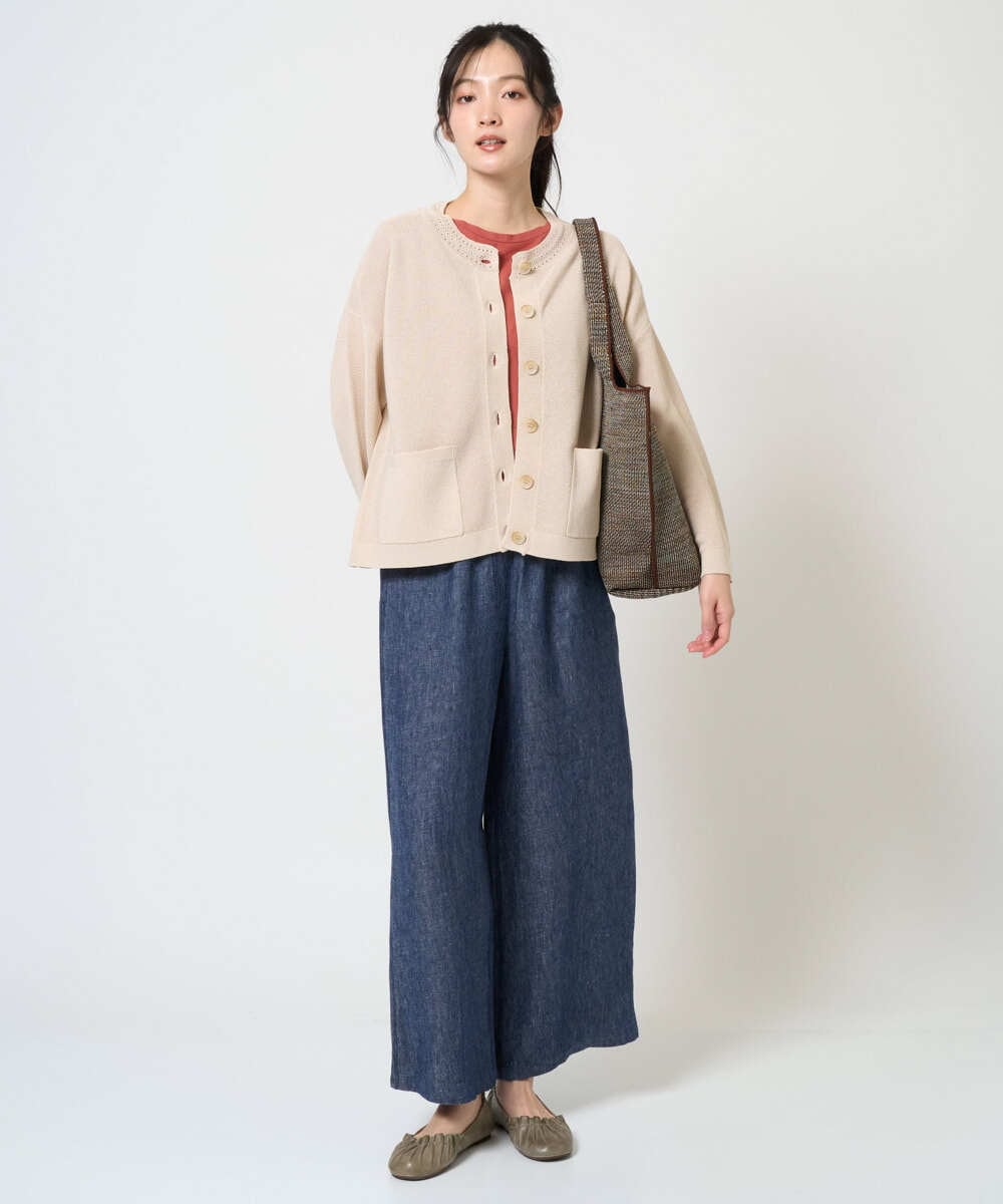 NGLGE40330 GIANNI LO GIUDICE(ジャンニ ロ ジュディチェ) [洗える]デニム調リネンパンツ ネイビー