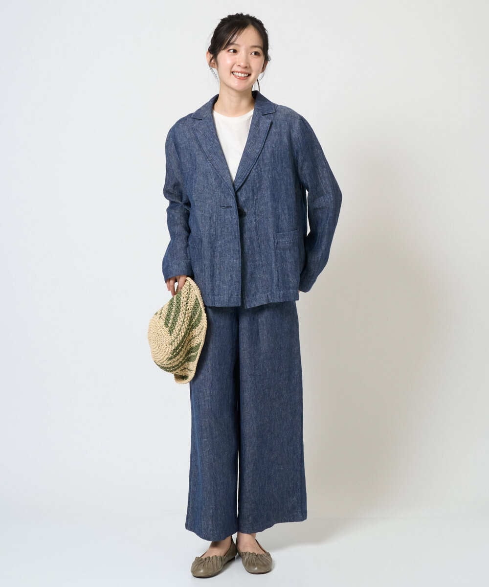 NGLGE40330 GIANNI LO GIUDICE(ジャンニ ロ ジュディチェ) [洗える]デニム調リネンパンツ ネイビー