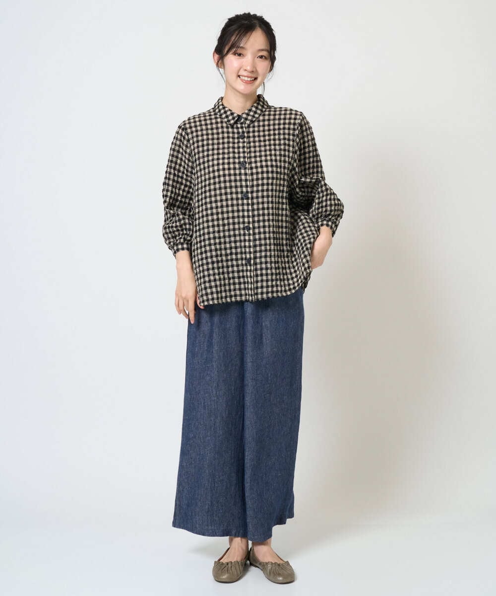 NGLGE40330 GIANNI LO GIUDICE(ジャンニ ロ ジュディチェ) [洗える]デニム調リネンパンツ ネイビー